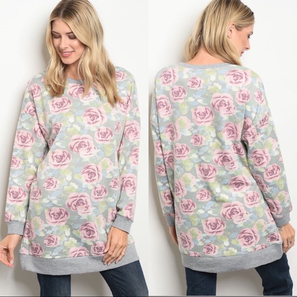 Figleaffashion Tops - Oversized Floral Sweatshirt